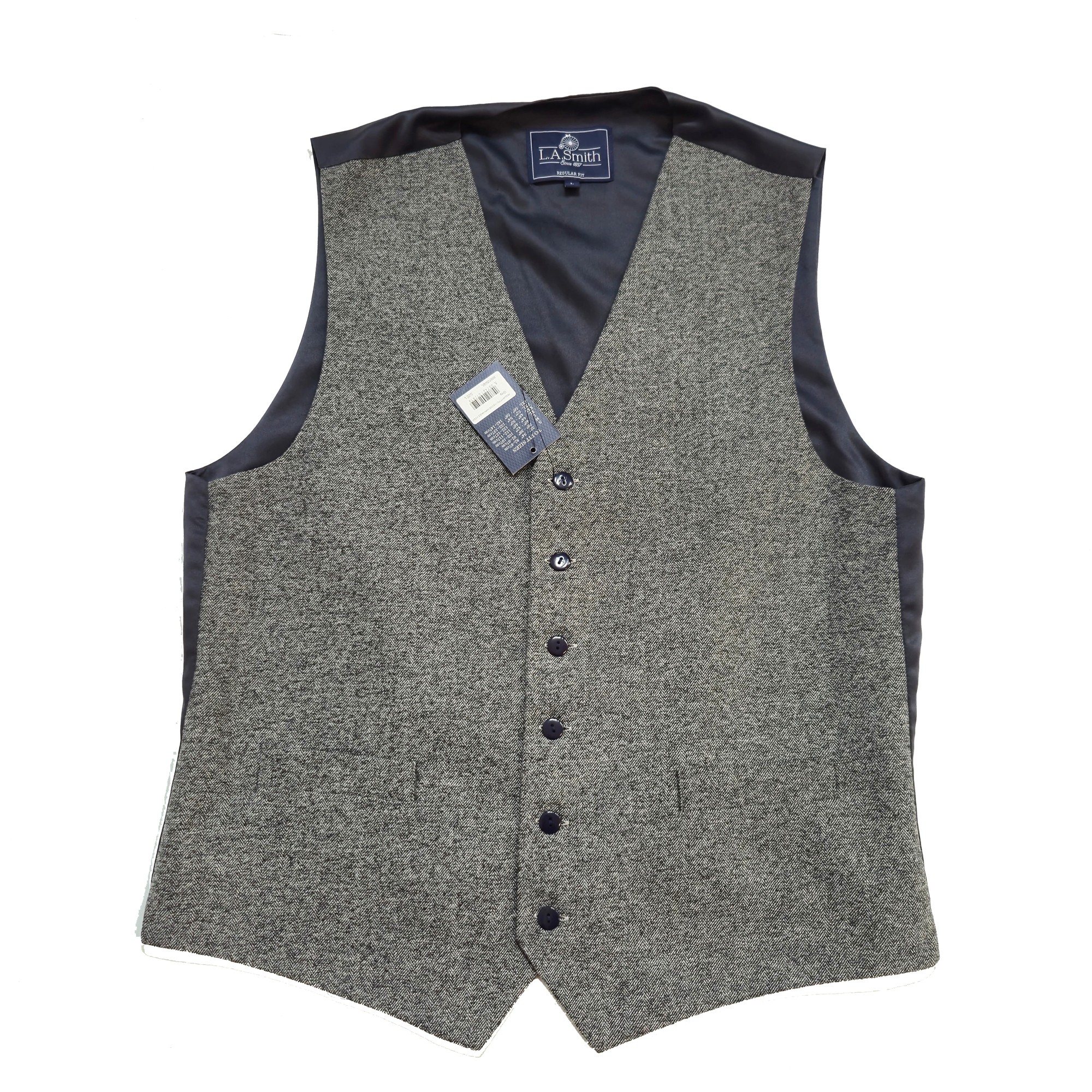 Grey Tweed Regular Waistcoat Large 40-42 #WW1050/2