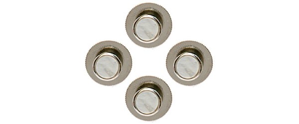 White Round Rhodium Shirt Studs (Set of 4)