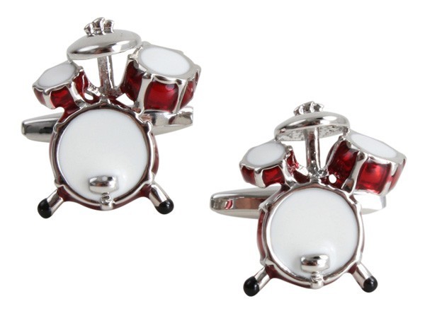 Silver Drum Kit Rhodium Plated Cufflinks #90-1027
