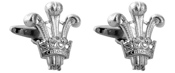 Silver Prince of Wales Rhodium Plated Cufflinks #90-1040