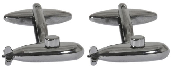 Gun Metal Submarine Rhodium Plated Cufflinks #90-1426