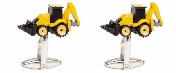 Yellow Digger Rhodium Plated Cufflinks #90-1470