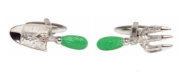 Silver Gardeners Fork & Trowel Rhodium Plated Cufflinks #90-3110