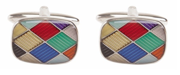 Silver Harlequin Rhodium Plated Cufflinks #90-9025