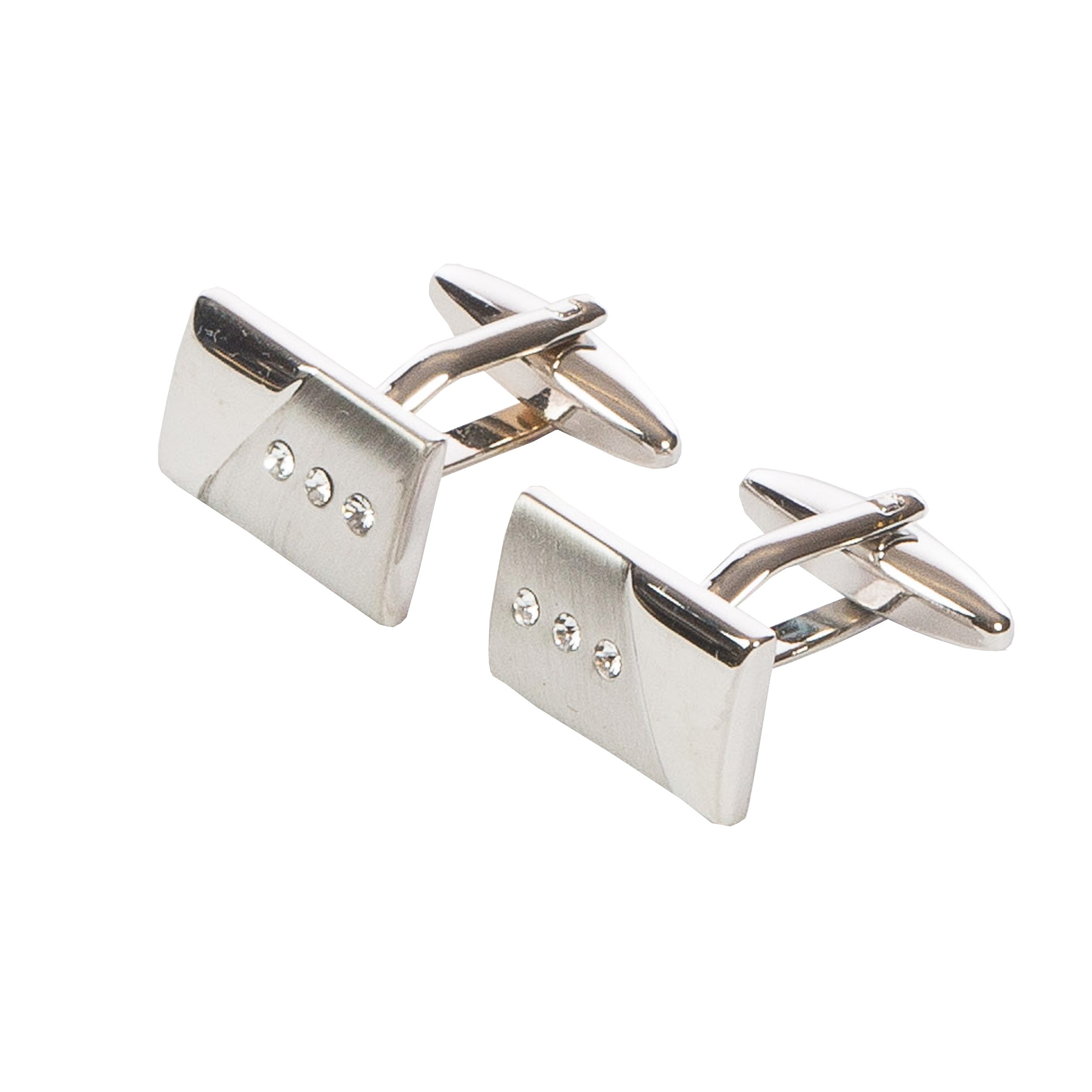 Rectangular 3 Crystal Cufflinks