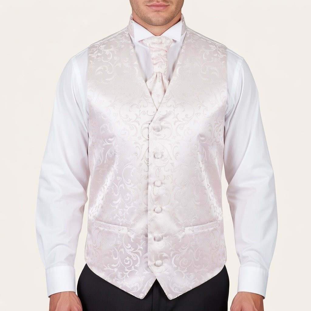Bridal Blush Swirl Leaf Wedding Waistcoat #AB-WW1000/13