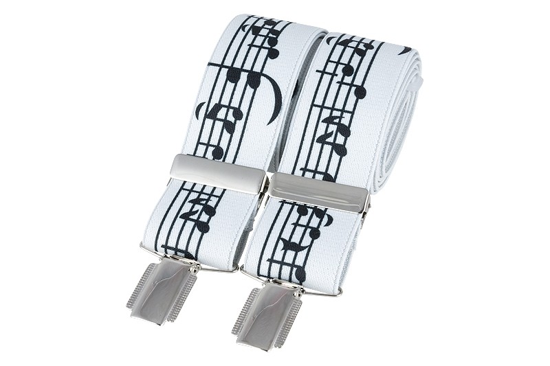 White Music Notes Braces #BR-014