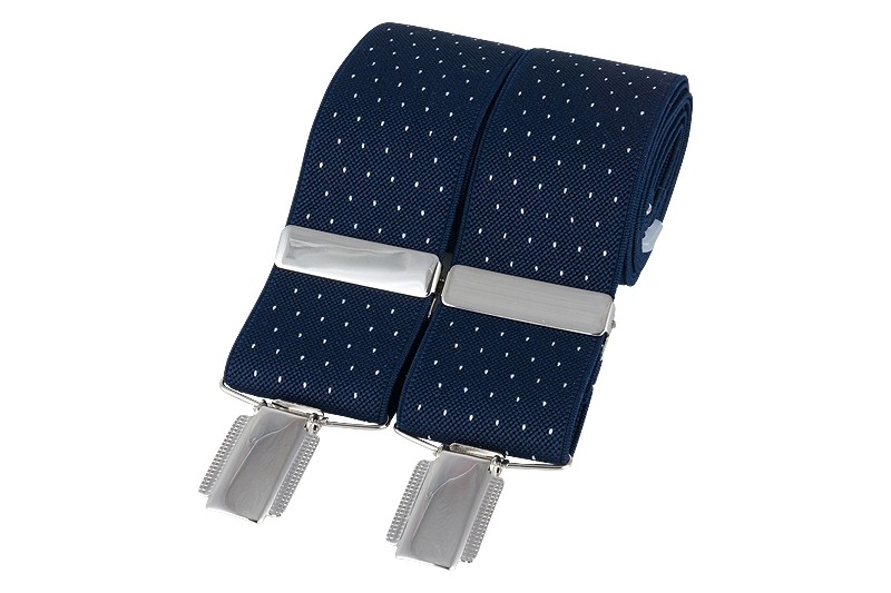 Navy Blue Pin Dot Braces #BR-016