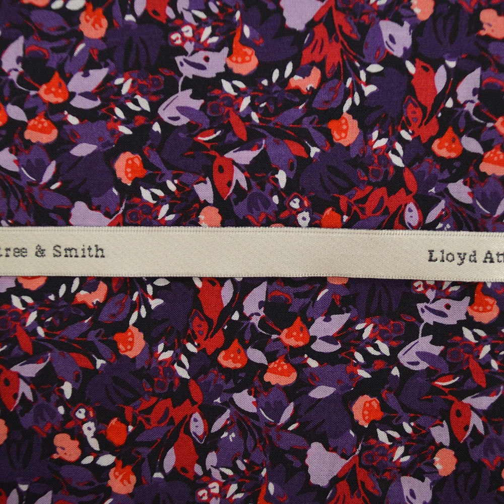 Purple Flower Ink Printed Cotton Pocket Hankie #TPH4019/2