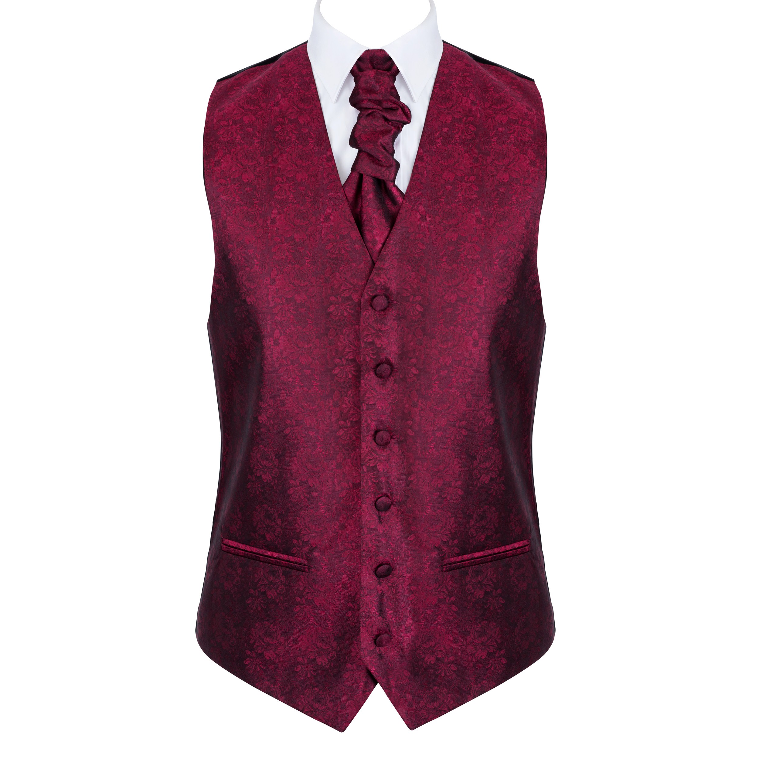 Ruby Wine Floral Waistcoat Abel & Burke