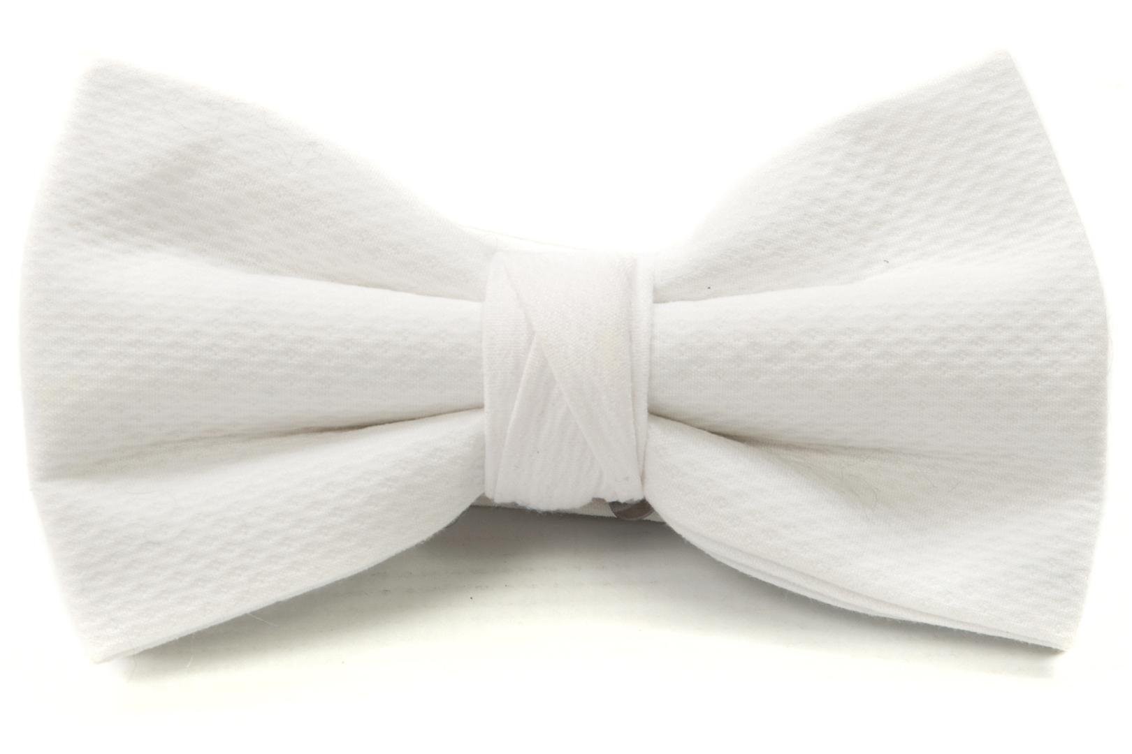 White Marcella Bow Tie – Pre-Tied Cotton Piqué for Traditional White Tie