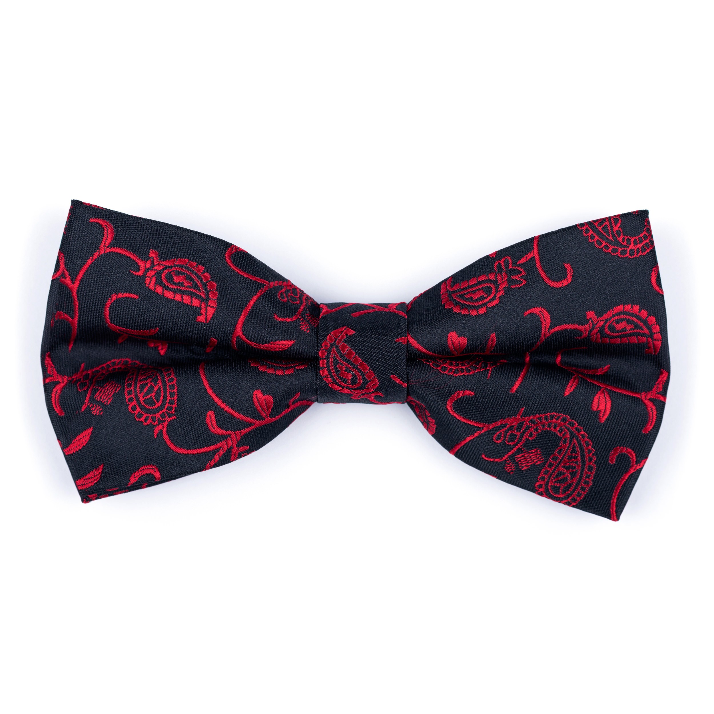 Wine on Black Budding Paisley Bow Tie #AB-BB1003/6