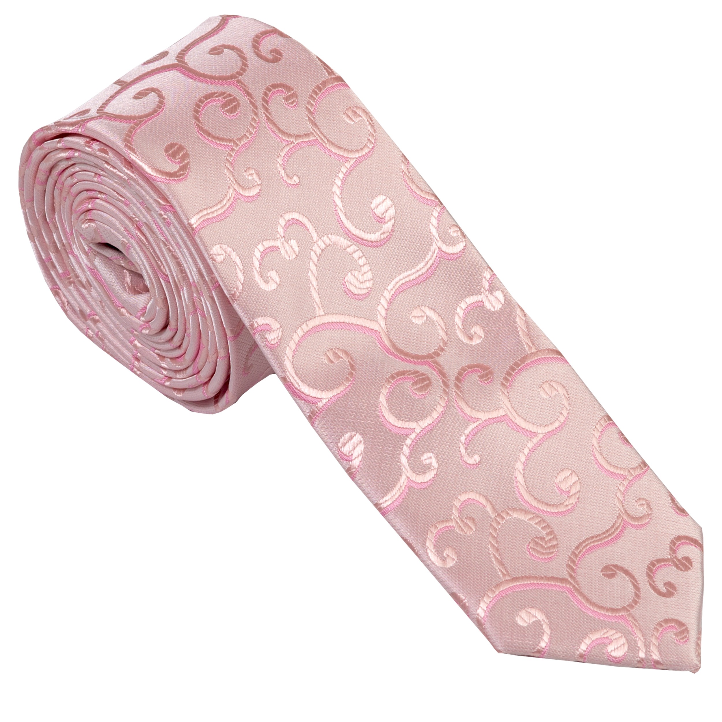 Light Pink Royal Swirl Slim Wedding Tie #AB-C1001/3