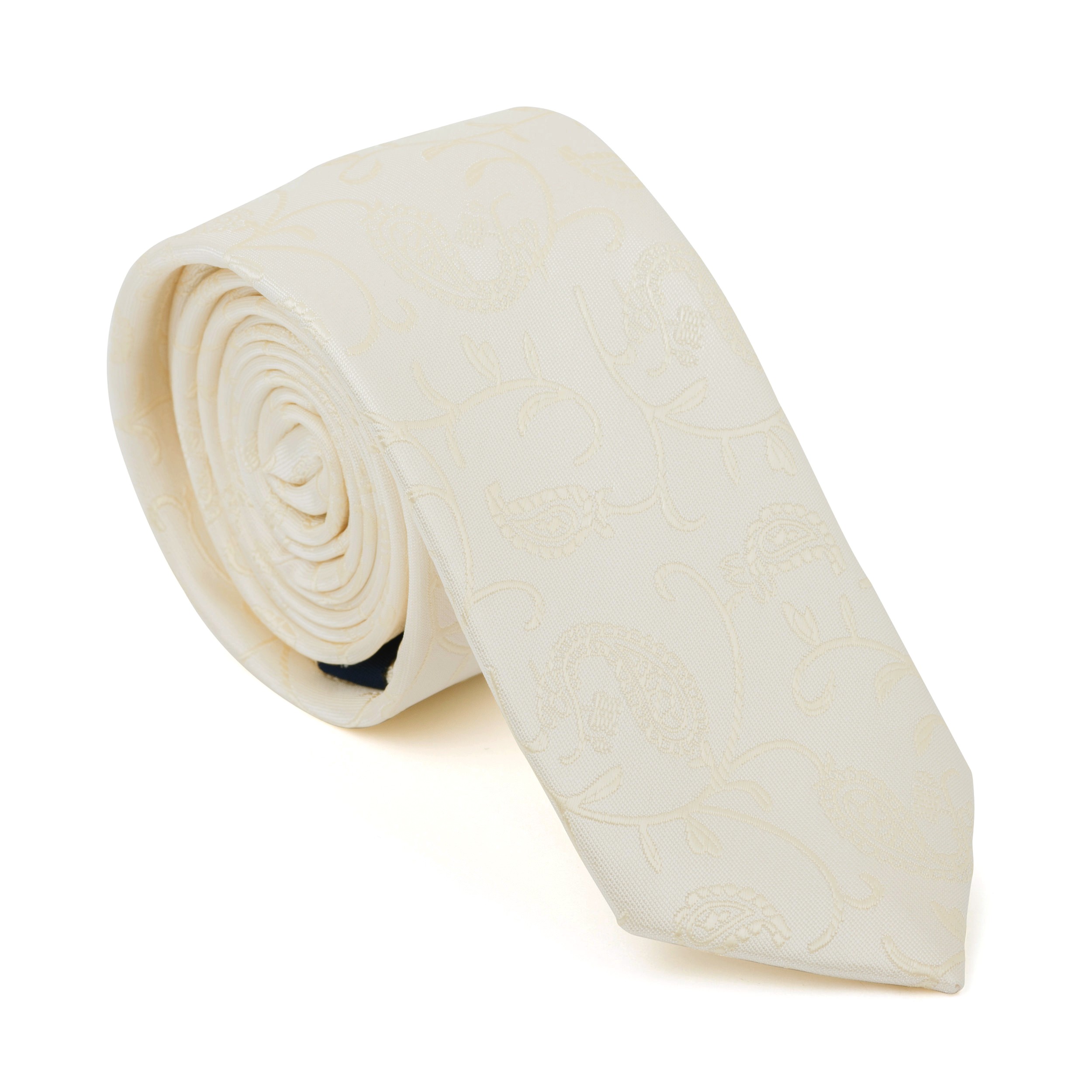 Cream Budding Paisley Slim Tie #AB-C1003/9