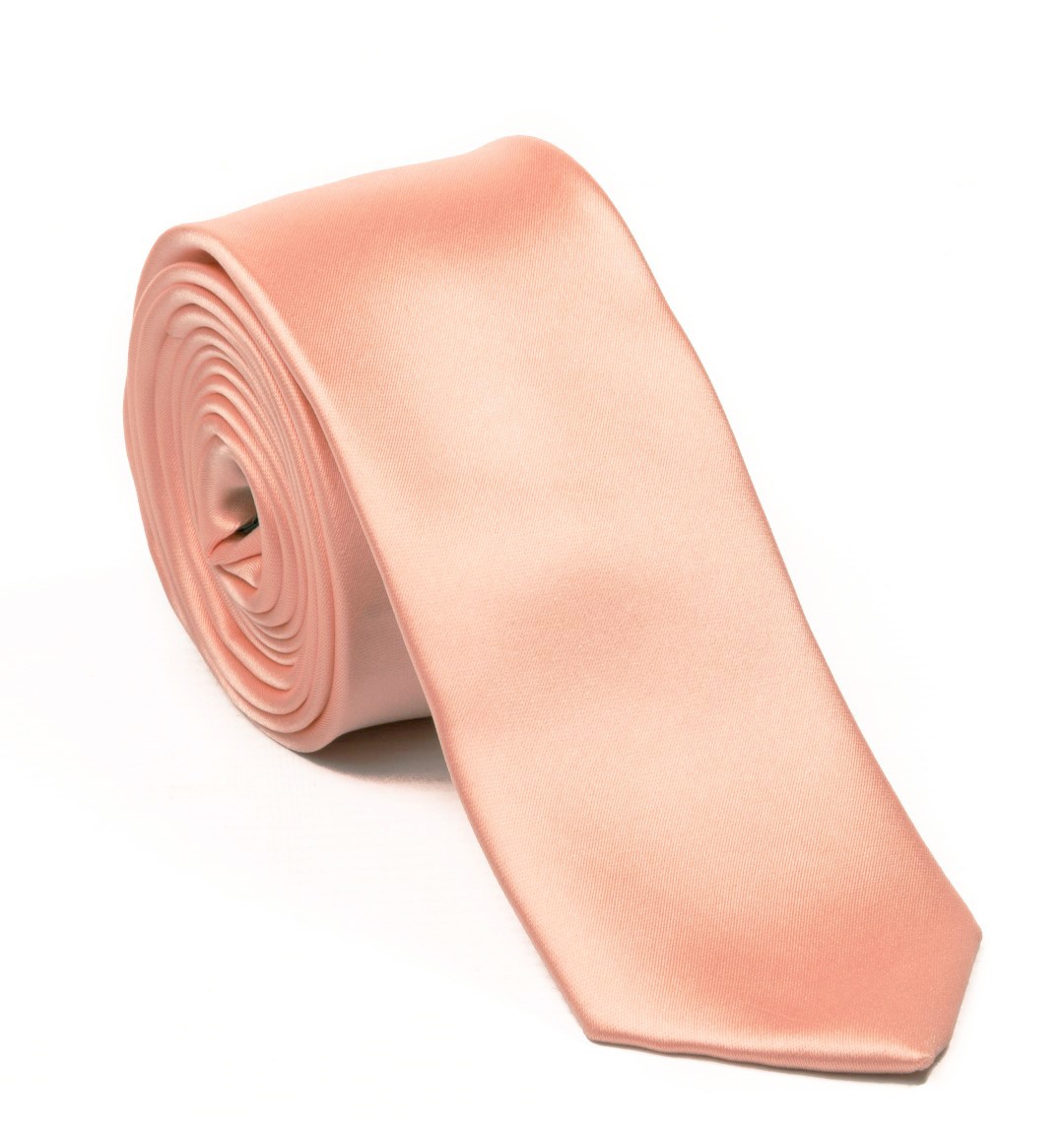 Peach Slim Satin Tie #C1885/6