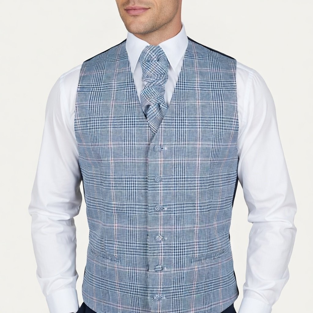 Dutch Blue Check Waistcoat #AB-WWA1007/5