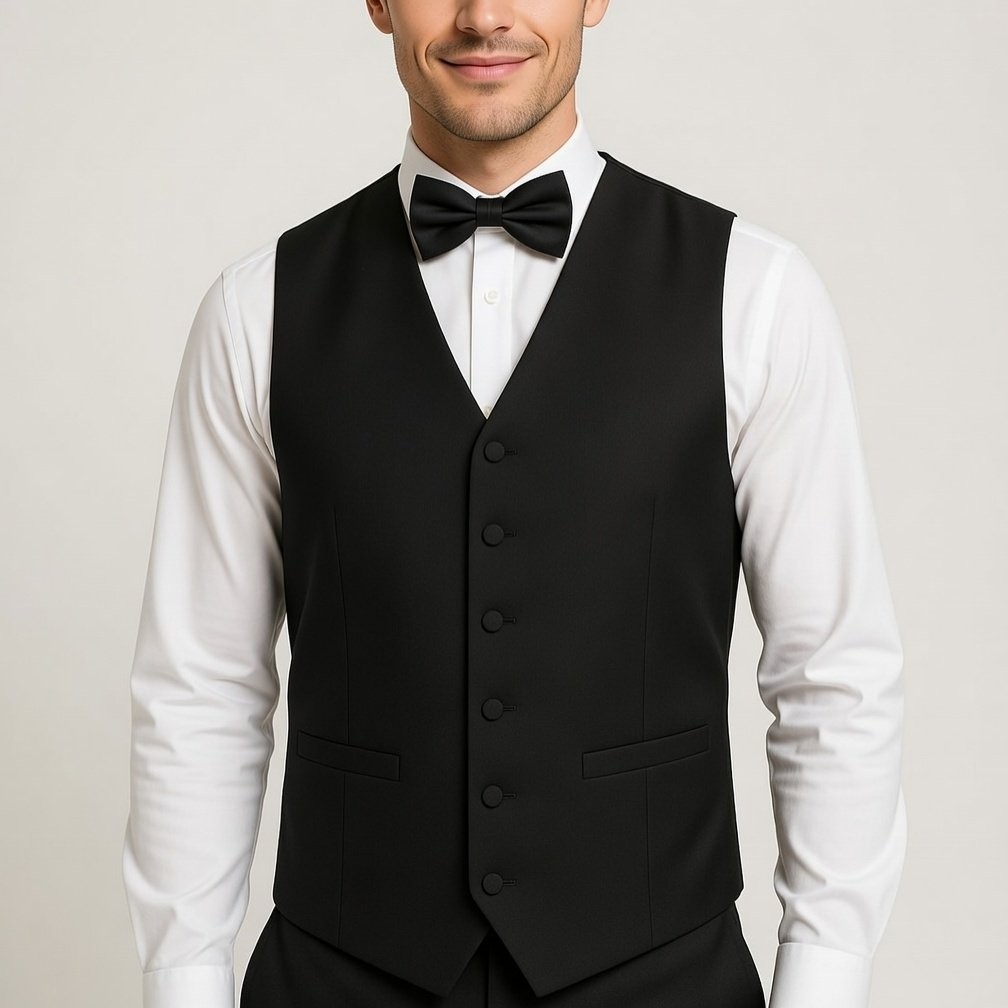 Men's Plain Black Panama Waistcoat