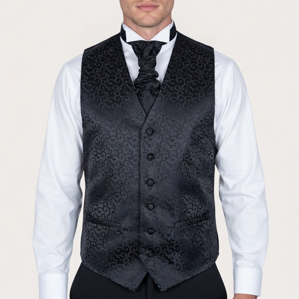 Black on Black Royal Swirl Waistcoat #AB-WWA1001/8 