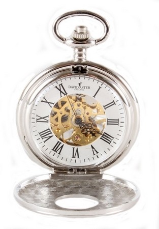 Half Hunter Silver Mechanical Pocket Watch #PW-03