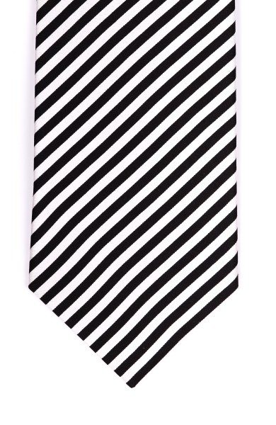 Striped Black and White Silk Tie #S5036/1