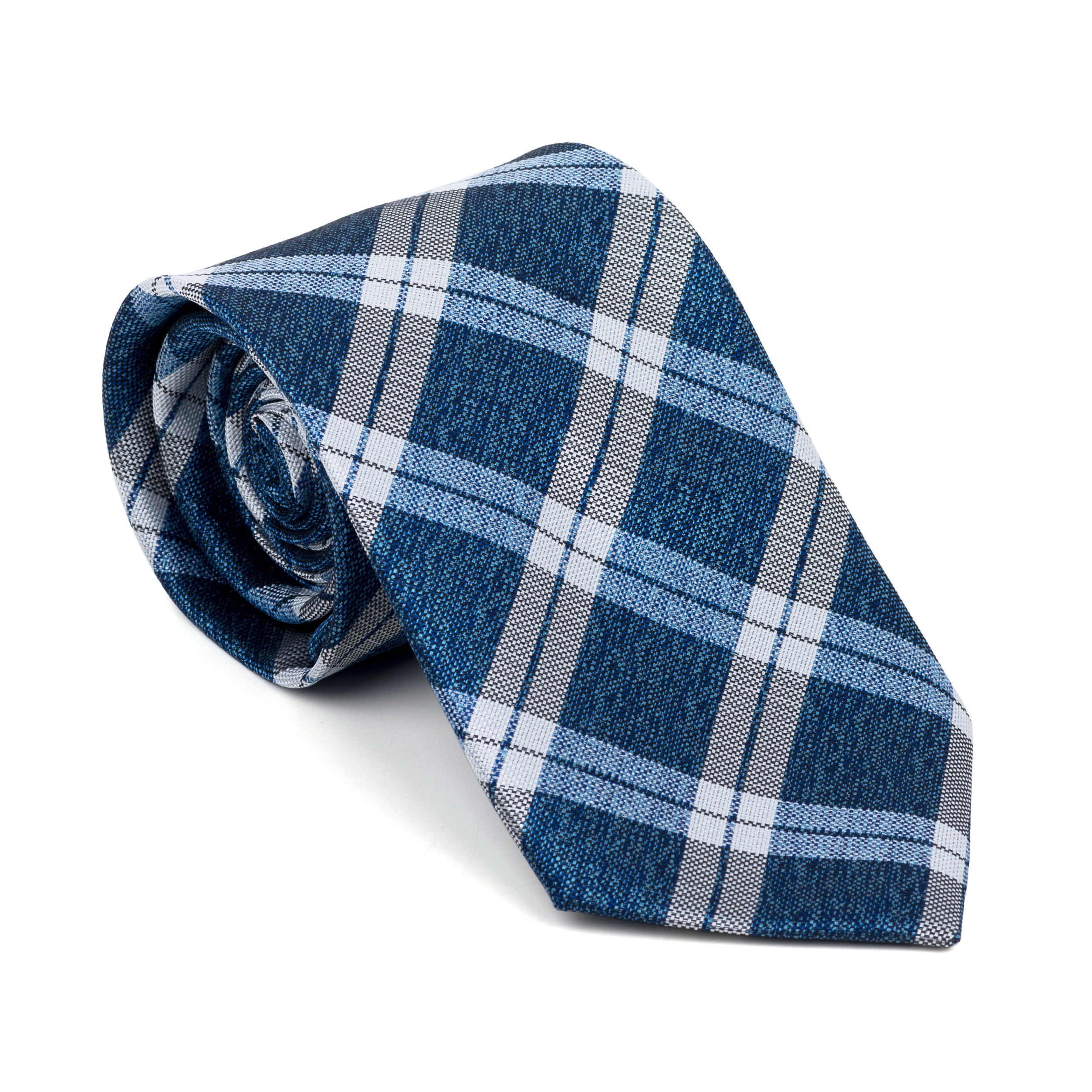 Wide Check Navy Tie