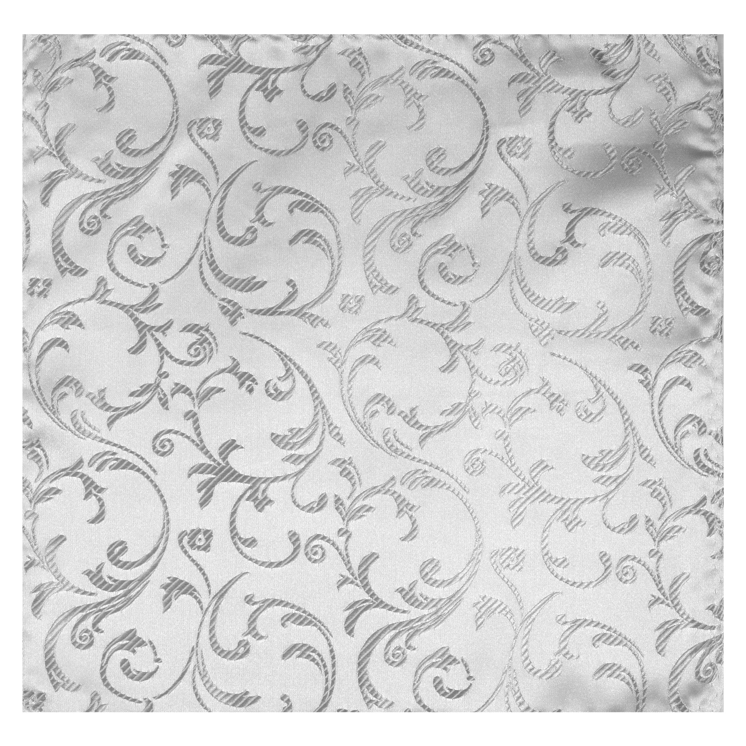 Silver Swirl Leaf Wedding Pocket Square #AB-TPH1000/10