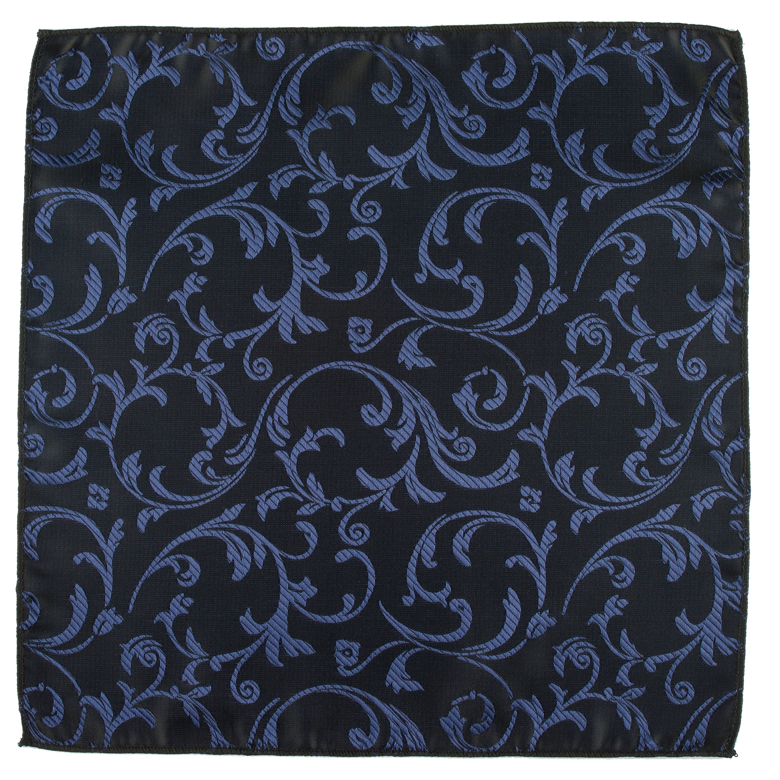 Navy on Black Swirl Leaf Wedding Pocket Square #AB-TPH1000/4