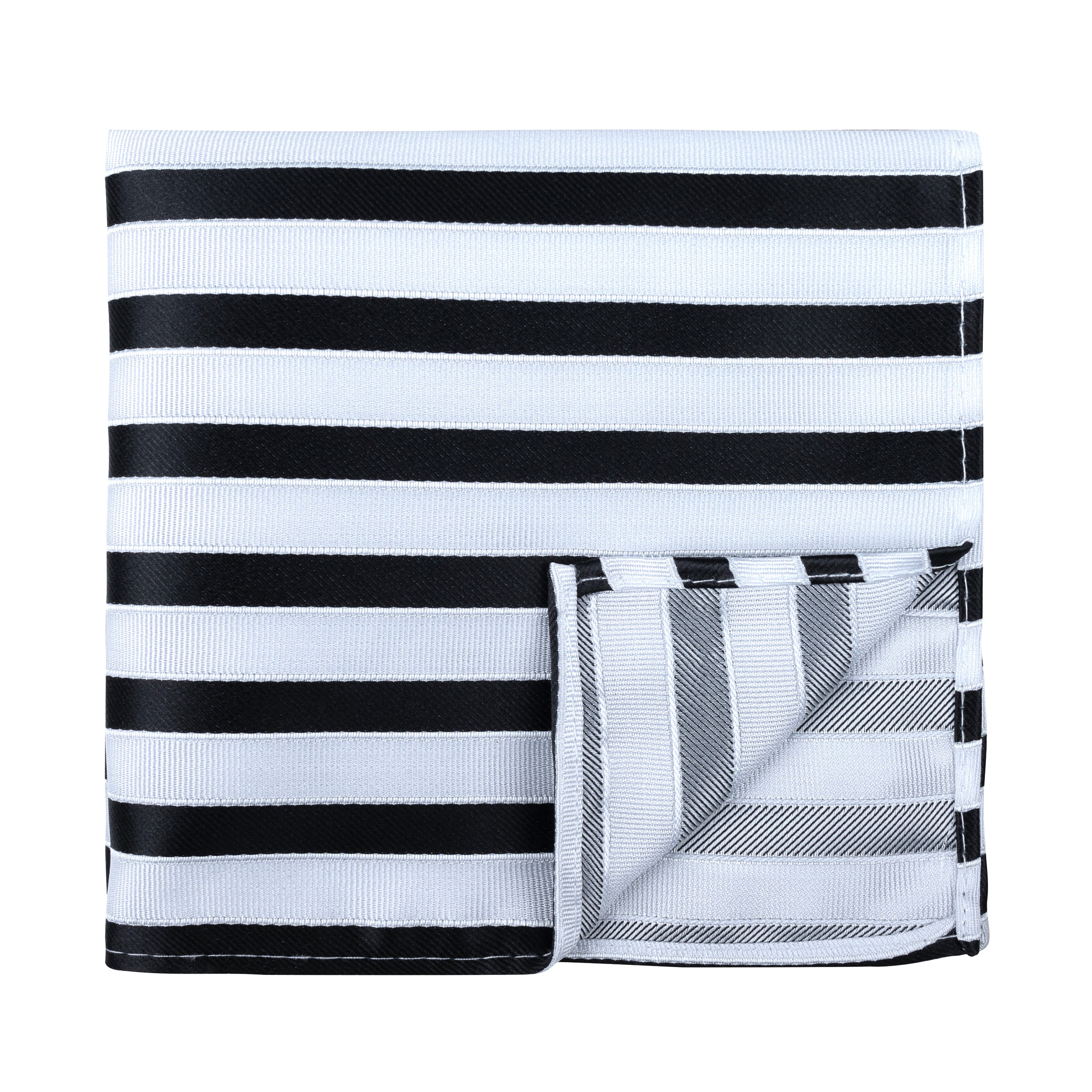 Black and White Stripe Football Pocket Square