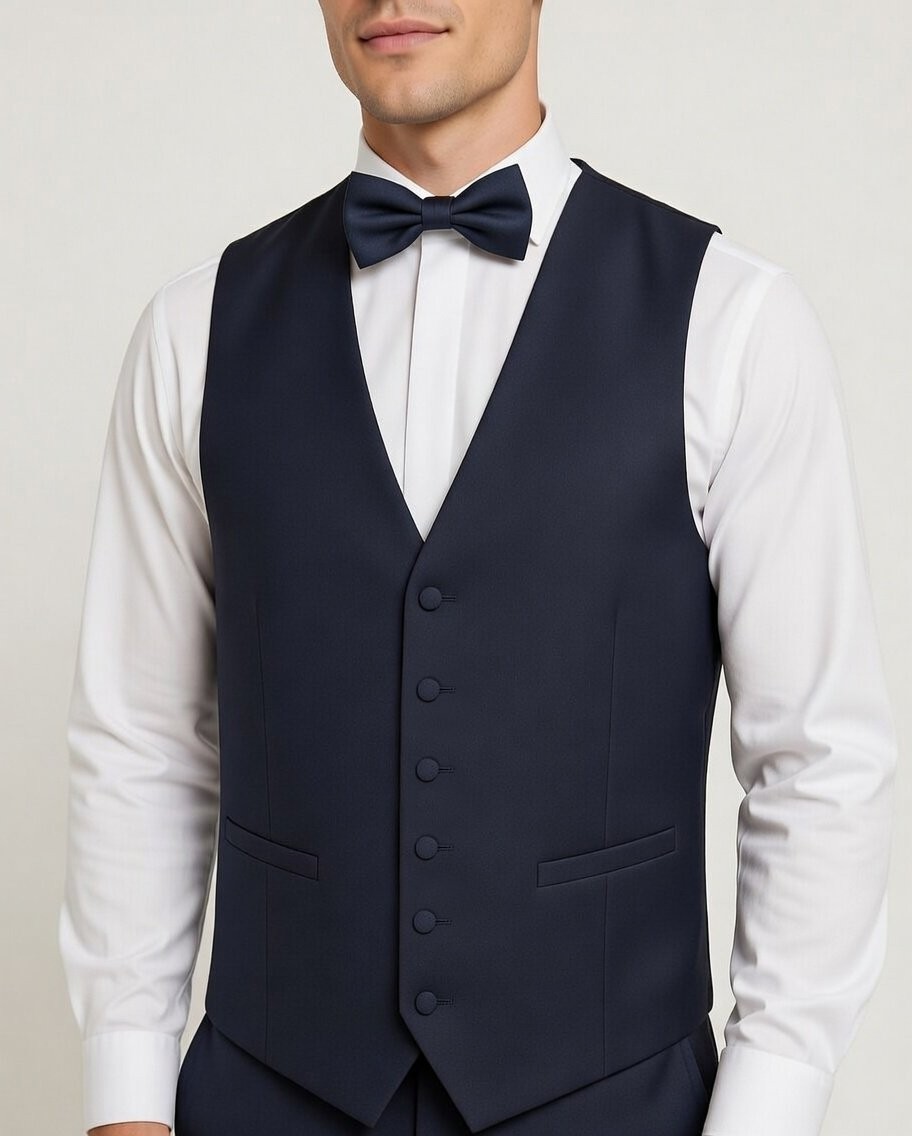 Men's Plain Navy Panama Waistcoat