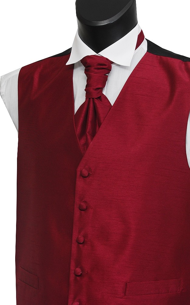 Wine Shantung Wedding Waistcoat #WW1864/4-Boy's S - 22'' to 24''