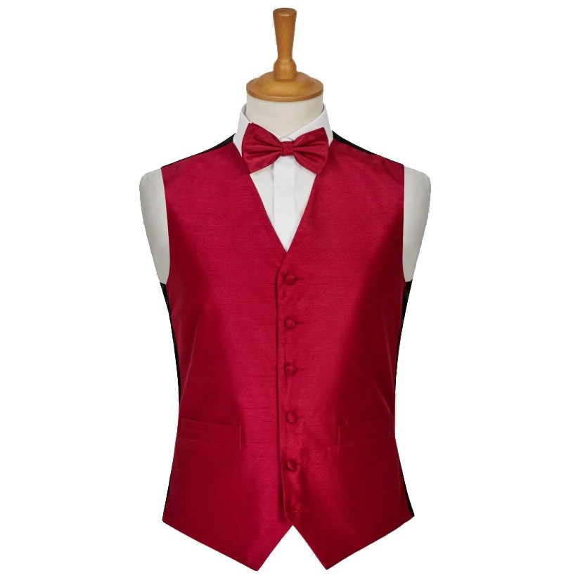 Fuchsia Shantung Wedding Waistcoat #WW1867/3-Men's M - 36'' to 38''