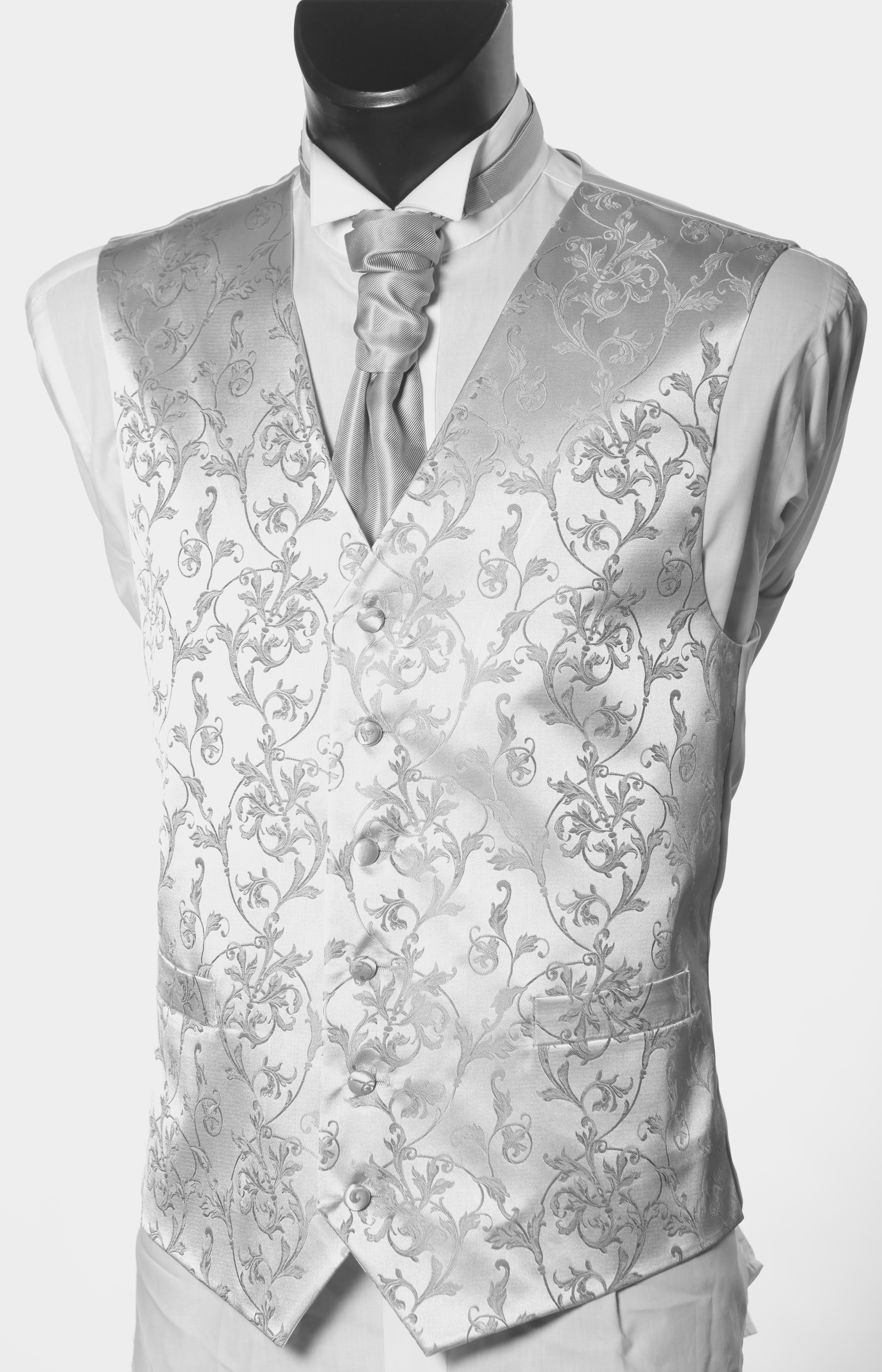 Grey Art Nouveau Waistcoat #WW1891/3-Men's S - 32'' to 35''