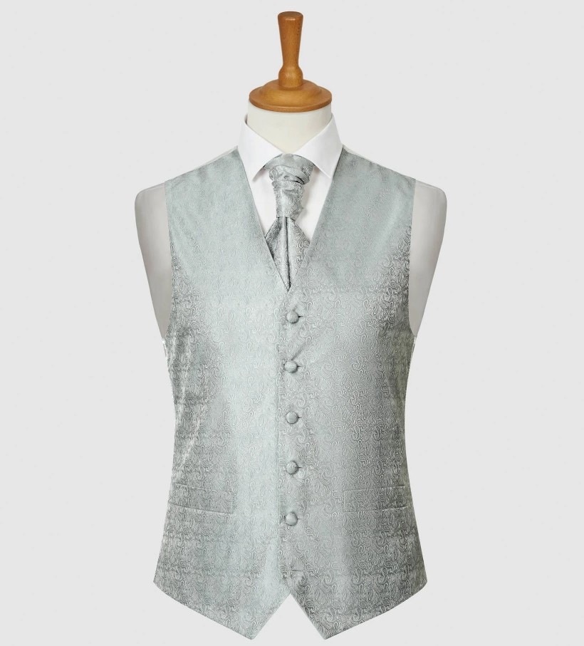 Silver Stately Paisley Regular Waistcoat #WW1910/1