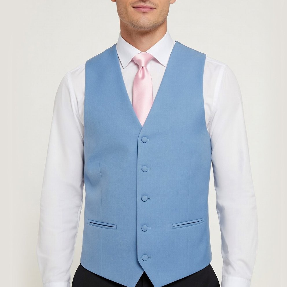 Sky Blue Fine Wool Morning Suit Waistcoat #WW801/1