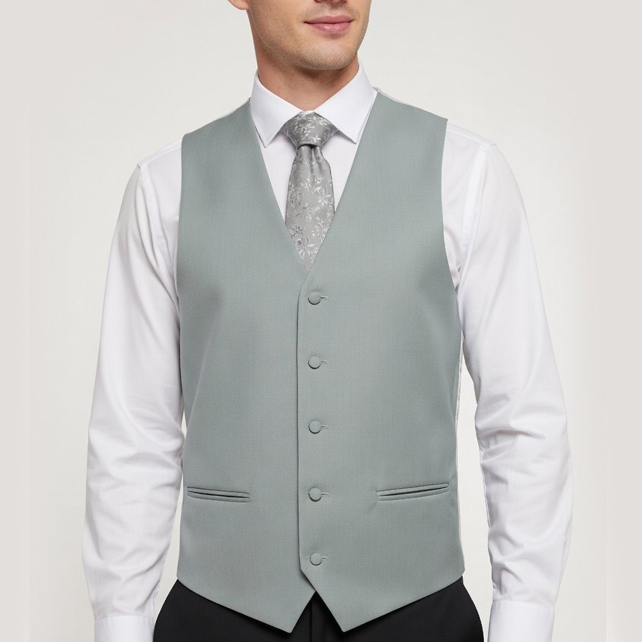Sage Green Fine Wool Morning Suit Waistcoat 