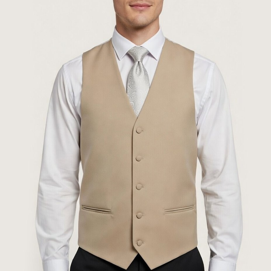 Champagne Buff Fine Wool Morning Suit Waistcoat #WW801/4