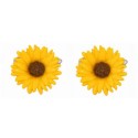 Yellow Sunflower Rhodium Plated Cufflinks #90-1392