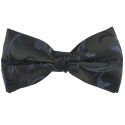 Navy on Black Swirl Leaf Wedding Bow Tie #AB-BB1000/4