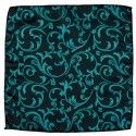 Teal on Black Swirl Leaf Wedding Pocket Square #AB-TPH1000/2