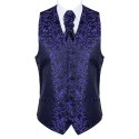 Purple on Black Swirl Leaf Formal Waistcoat #AB-WWA1000/14