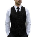Black on Black Swirl Leaf Wedding Waistcoat #AB-WWA1000/3