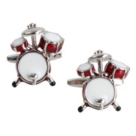 Silver Drum Kit Rhodium Plated Cufflinks #90-1027