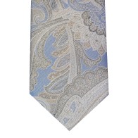 Blue Washed Paisley Silk Tie and Hankie Set