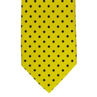 Yellow Black Spot Printed Silk Tie and Hankie Set