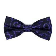 Purple on Black Swirl Leaf Bow Tie #AB-BB1000/14