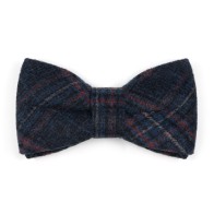 Navy Blue Overcheck Wool Bow Tie #AB-BB1020/3