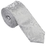 Silver Royal Swirl Slim Wedding Tie #AB-C1001/5 