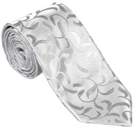 Silver Vintage Vine Slim Wedding Tie #AB-C1004/5 