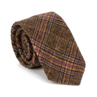 Brown Overcheck Wool Tie #AB-T1020/1