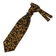 Gold on Black Swirl Leaf Cravat #AB-WCR1000/15